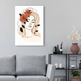 Obraz na płótnie Portret kobiety - kwiaty we włosach