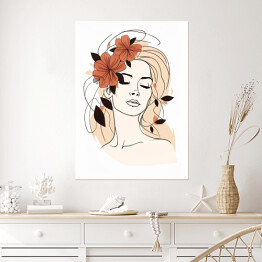 Plakat samoprzylepny Portret kobiety - kwiaty we włosach