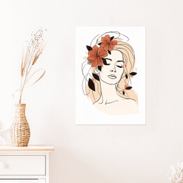 Plakat samoprzylepny Portret kobiety - kwiaty we włosach