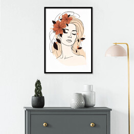 Plakat w ramie Portret kobiety - kwiaty we włosach