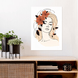 Plakat Portret kobiety - kwiaty we włosach