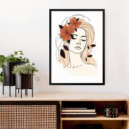 Obraz w ramie Portret kobiety - kwiaty we włosach