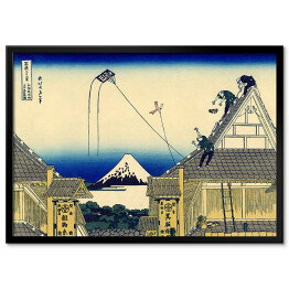 Plakat w ramie Hokusai Katsushika "Latawce na tle góry Fudżi" 