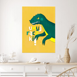 Plakat samoprzylepny Dinozaur - umyj rączki
