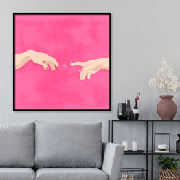 Plakat w ramie Dłonie na różowym tle