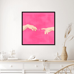 Plakat w ramie Dłonie na różowym tle