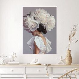 Plakat Dziewczyna w kwiatach i białej sukience