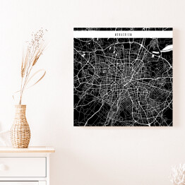 Obraz na płótnie Mapa miast świata - Monachium - czarna