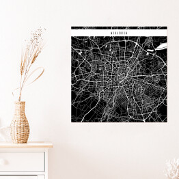Plakat samoprzylepny Mapa miast świata - Monachium - czarna
