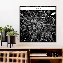 Plakat w ramie Mapa miast świata - Monachium - czarna