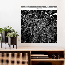 Plakat samoprzylepny Mapa miast świata - Monachium - czarna