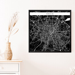 Obraz w ramie Mapa miast świata - Monachium - czarna