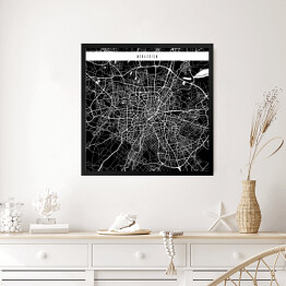 Obraz w ramie Mapa miast świata - Monachium - czarna