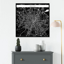 Plakat w ramie Mapa miast świata - Monachium - czarna