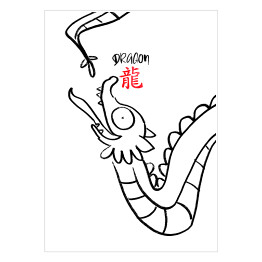 Plakat samoprzylepny Chińskie znaki zodiaku - smok