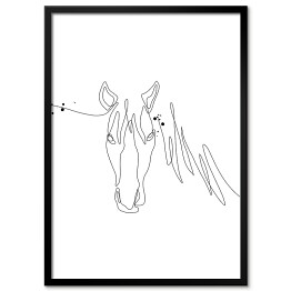 Plakat w ramie Głowa konia - białe konie