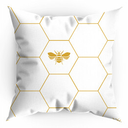 Poduszka Żółte plastry miodu i pszczoły na białym tle