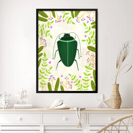 Obraz w ramie Zielony żuczek - robaczki