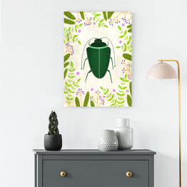 Obraz klasyczny Zielony żuczek - robaczki