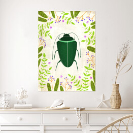 Plakat samoprzylepny Zielony żuczek - robaczki