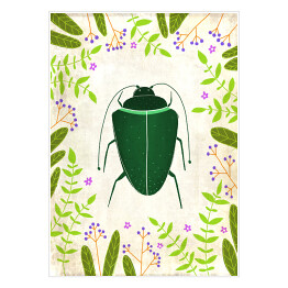 Plakat samoprzylepny Zielony żuczek - robaczki