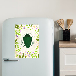 Magnes dekoracyjny Zielony żuczek - robaczki