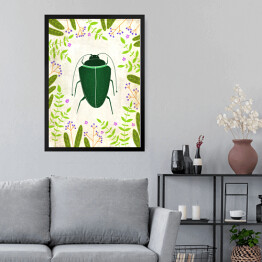 Obraz w ramie Zielony żuczek - robaczki