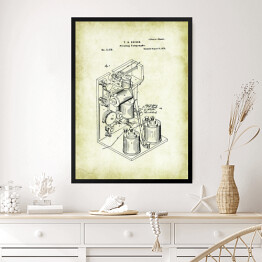 Obraz w ramie T. A. Edison - telegraf - patenty na rycinach vintage