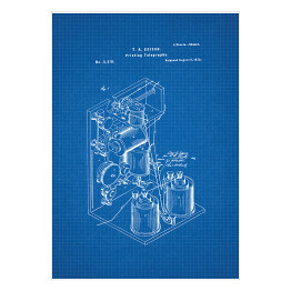Plakat T. A. Edison - telegraf - patenty na rycinach blueprint