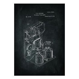 Plakat T. A. Edison - telegraf - patenty na rycinach - czarno białe