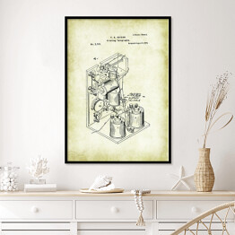 Plakat w ramie T. A. Edison - telegraf - patenty na rycinach vintage