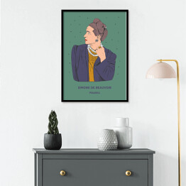 Plakat w ramie Simone de Beauvoir - inspirujące kobiety - ilustracja