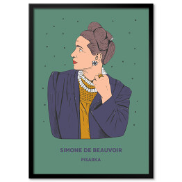 Plakat w ramie Simone de Beauvoir - inspirujące kobiety - ilustracja