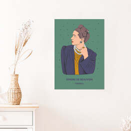 Plakat Simone de Beauvoir - inspirujące kobiety - ilustracja