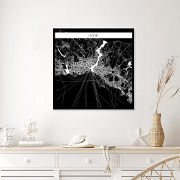 Plakat w ramie Mapa miast świata - Stambuł - czarna