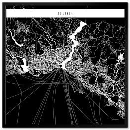 Plakat w ramie Mapa miast świata - Stambuł - czarna