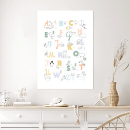 Plakat Pastelowy alfabet ze zwierzątkami