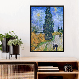 Obraz w ramie Vincent van Gogh Droga z cyprysem i gwiazdą. Reprodukcja obrazu