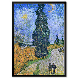 Plakat w ramie Vincent van Gogh Droga z cyprysem i gwiazdą. Reprodukcja obrazu