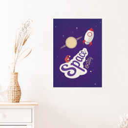 Plakat Ilustracja - Kosmos na fioletowym tle