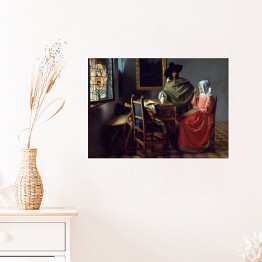 Plakat samoprzylepny Jan Vermeer "Kieliszek wina" - reprodukcja