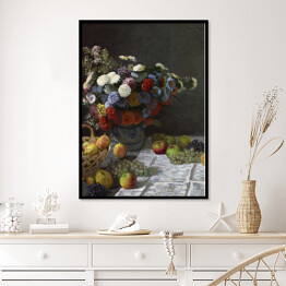 Plakat w ramie Claude Monet Martwa natura z kwiatami i owocami Reprodukcja obrazu