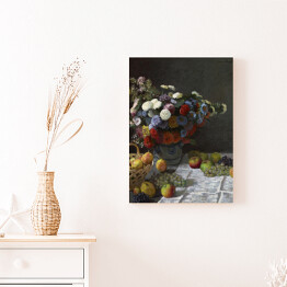 Obraz na płótnie Claude Monet Martwa natura z kwiatami i owocami Reprodukcja obrazu