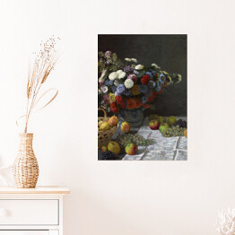 Plakat Claude Monet Martwa natura z kwiatami i owocami Reprodukcja obrazu
