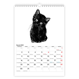 Kalendarz 13-stronicowy Kalendarz z czarnymi kotami