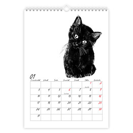 Kalendarz z czarnymi kotami