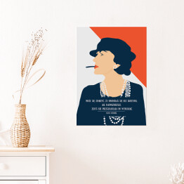 Plakat samoprzylepny Ilustracja z cytatem - "Może się zdarzyć, że urodziłaś się bez skrzydeł, ale najważniejsze, żebyś nie przeszkadzała im wyrosnąć" - Coco Chanel
