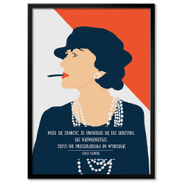 Plakat w ramie Ilustracja z cytatem - "Może się zdarzyć, że urodziłaś się bez skrzydeł, ale najważniejsze, żebyś nie przeszkadzała im wyrosnąć" - Coco Chanel