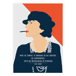 Plakat samoprzylepny Ilustracja z cytatem - "Może się zdarzyć, że urodziłaś się bez skrzydeł, ale najważniejsze, żebyś nie przeszkadzała im wyrosnąć" - Coco Chanel
