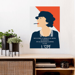 Plakat Ilustracja z cytatem - "Może się zdarzyć, że urodziłaś się bez skrzydeł, ale najważniejsze, żebyś nie przeszkadzała im wyrosnąć" - Coco Chanel